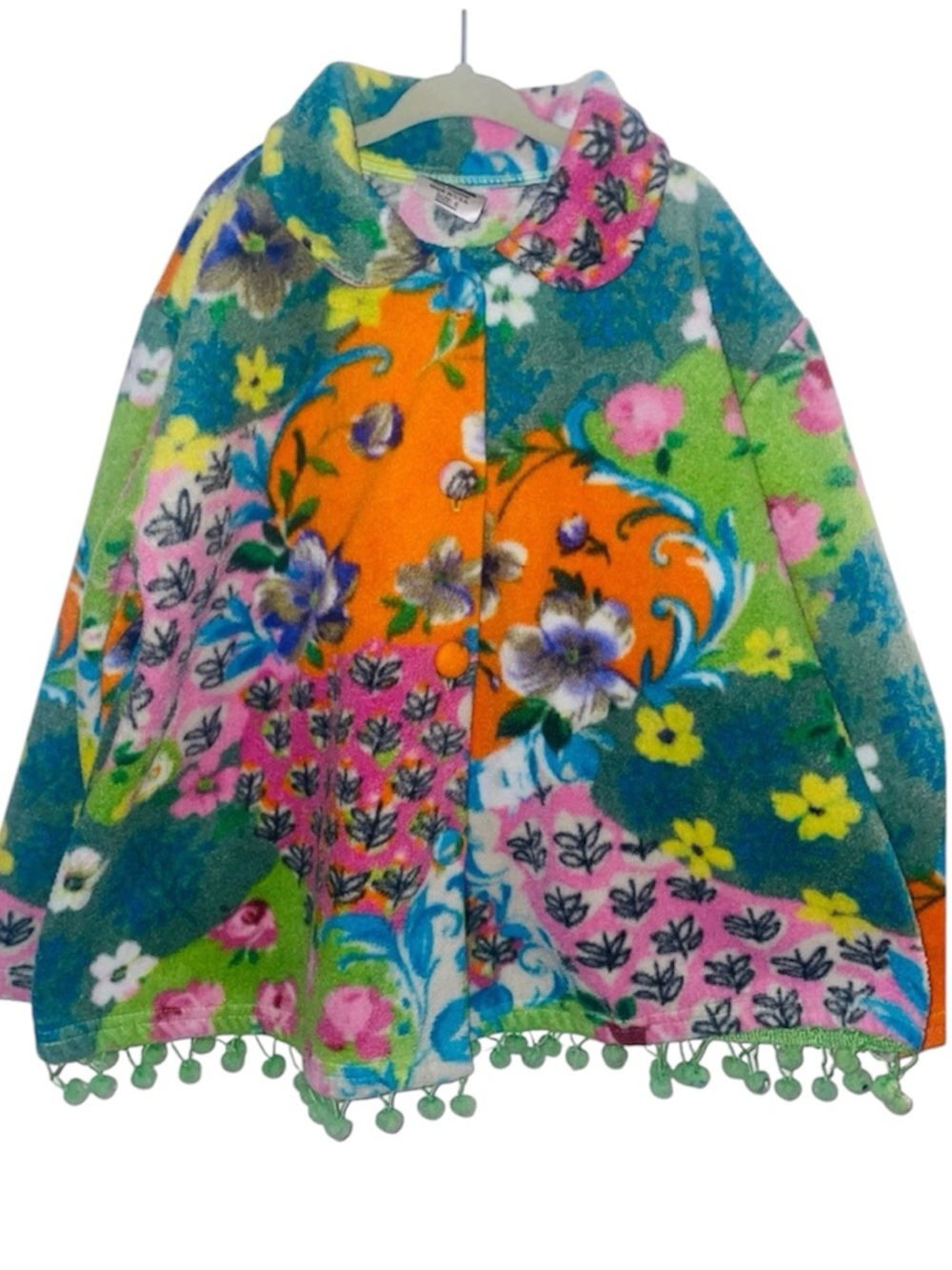 Mulberry Bush Girls Boho Floral Fringe Jacket Size 6 Colorful Boutique Cardigan
